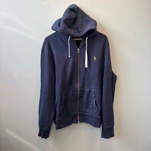 Polo Ralph Lauren XL Heavyweight Thick Thermal Zip Hoodie Navy Blue